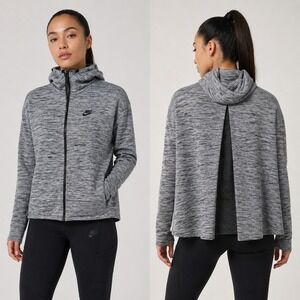 Nike Tech Knit Jacket Womens M Gray Space Dye Windrunner Cape Hoodie 835641-060